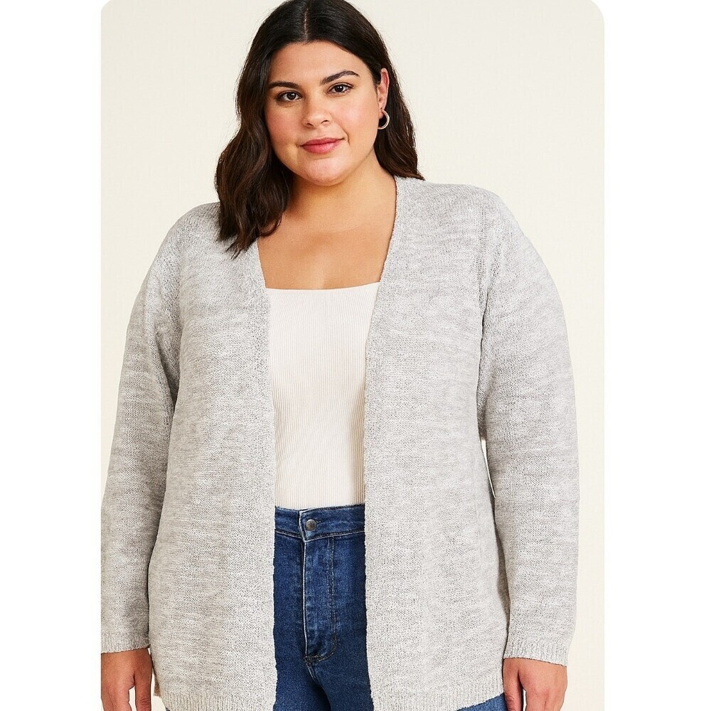 Tahari sweater SZ Large open front lightweight cardigan in tan & cream